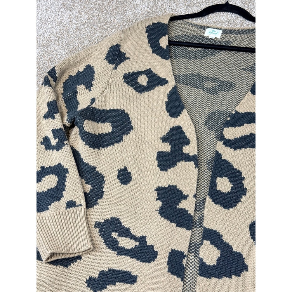 Blue Buttercup Womens Leopard Print Cardigan Tan Black M Animal Boho Grunge Cozy